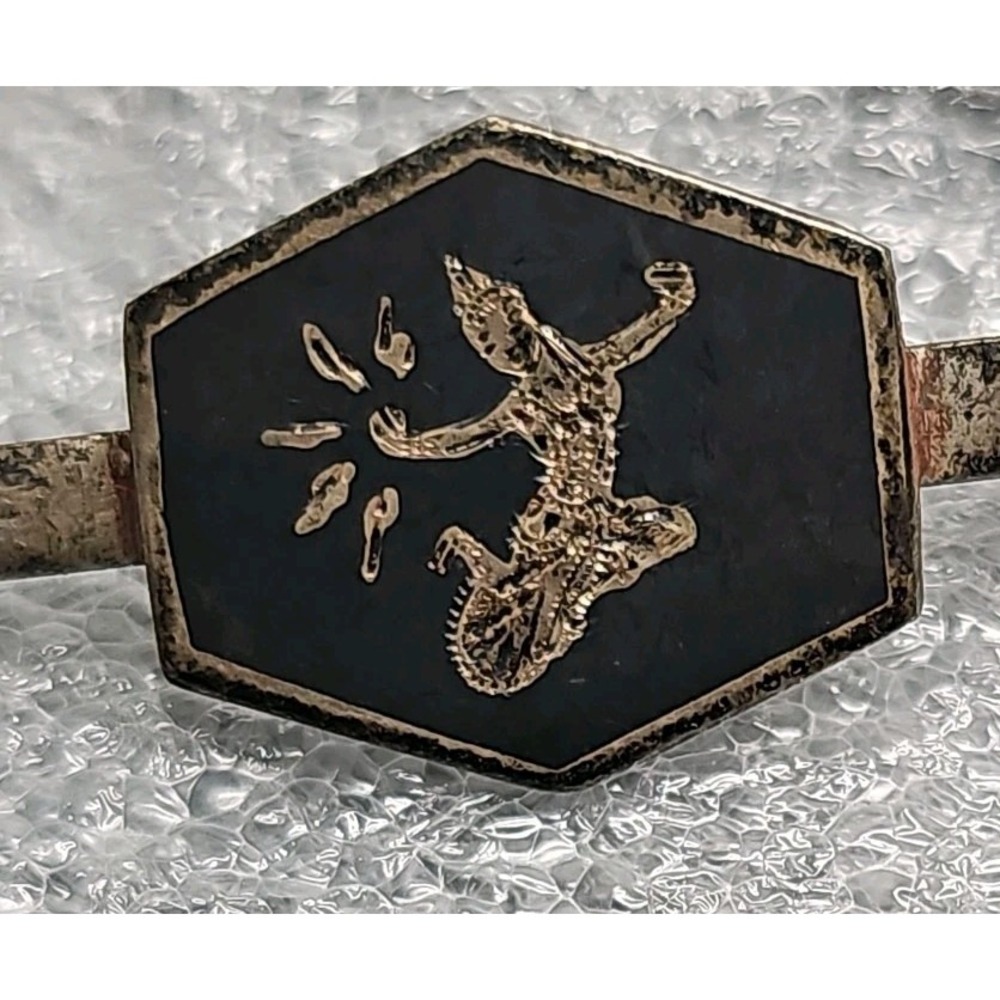 VTG STERLING SILVER 925 OXIDIZED BLACK NIELLO SIAM DANCER CUFF LINKS & TIE BAR
